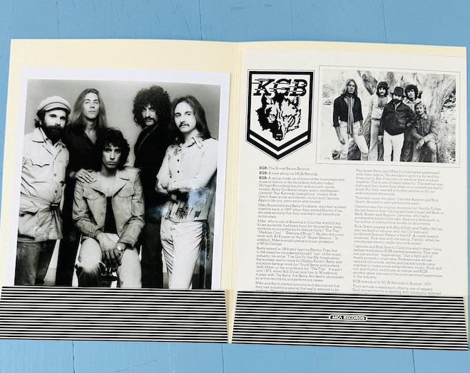 Vintage 1970s MCA Record Label Promo Press Kit Folder KGB Blues Rock Band 8X10 Glossy Photo Vintage Music Memorabilia Music Collector Gift