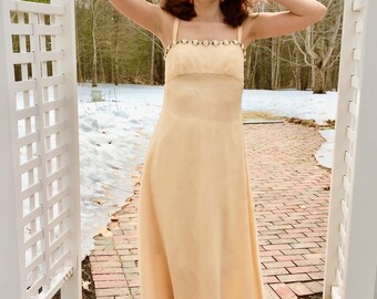 Vintage Bari-Jay Champagne Bridesmaid's Dress, Women's Small, Vintage Champagne Maxi Dress, Vintage Formal Maxi Dress, Vintage Prom Dress