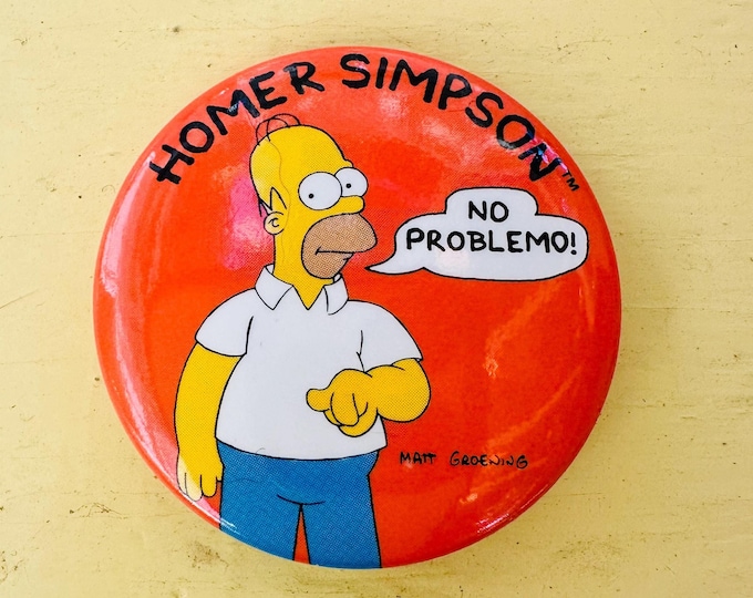 Vintage Simpsons button, Vintage Simpsons pin, Vintage Homer Simpson button, 90s Simpsons collectible, 90s Television, Homer Simpson pin