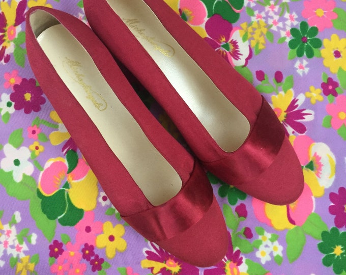 Vintage Michaelangelo Heels, Women's Size 7, Vintage Burgundy Heels, Vintage Satin Heels, Retro Heels