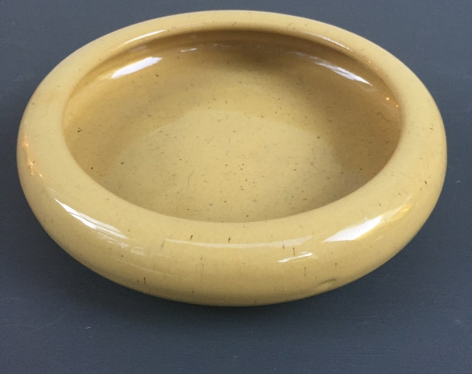 Mid Century Modern Mustard Yellow Catchall Dish Ceramic Ashtray Atomic MCM Trinket Bowl