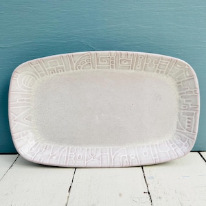 1950年代ヴィンテージ フランクマ陶器製大皿 マヤ・アステカ模様 長方形 白砂釉