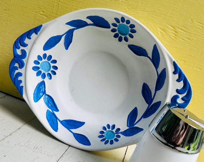 Vintage Handmade Artisan Ceramic Platter, Vintage Small Platter, Vintage Danish Style Platter, Vintage Ceramic Platter, Floral Platter