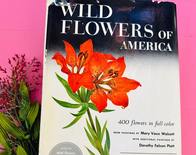 Vintage 1950s "Wildflowers of America" book with 400 flower plates in full color, Paintings by Mary Vaux Walcott, Vintage Wildflowers Book