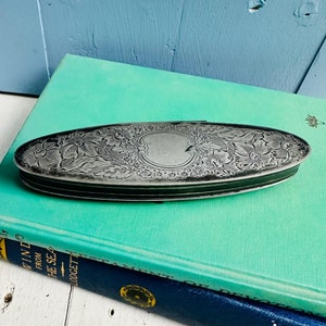 Antique Trinket Box The Van Bergh S.P. Co Silver Plated Hinged Trinket Box Floral Etching Vintage Vanity Decor Victorian Jewelry Storage