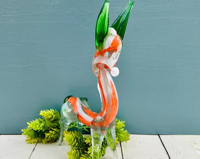 Vintage 8" Murano Glass Horse Sculpture, Collectible Glass Art Large