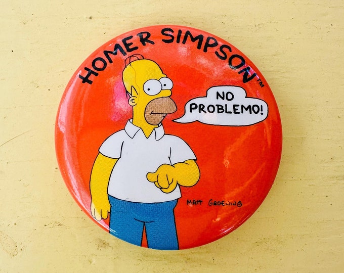 Vintage Simpsons button, Vintage Simpsons pin, Vintage Homer Simpson button, 90s Simpsons collectible, 90s Television, Homer Simpson pin