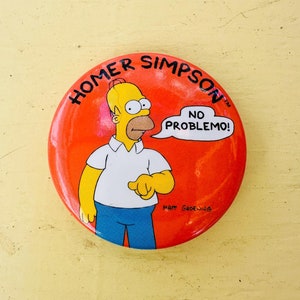 Vintage Simpsons button, Vintage Simpsons pin, Vintage Homer Simpson button, 90s Simpsons collectible, 90s Television, Homer Simpson pin