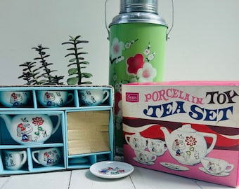 Vintage Sears Porcelain Tea Set Childrens Tea Set Complete Toy Tea Set Original Box