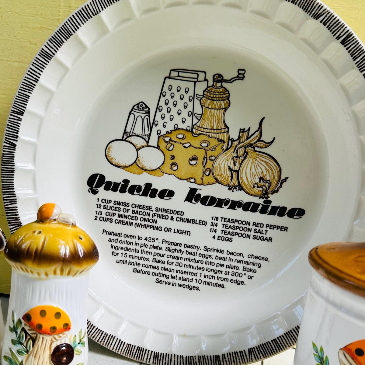 Vintage 1970s Quiche Lorraine Recipe Pie Plate, Vintage Quiche Pie Plate, Vintage Pie Plate, Retro Kitchen Decor, Vintage Baking Dish - Etsy