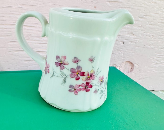 Antique mid 1800s Tirschenreuth Bavaria German Creamer, Cherry Blossom Pattern