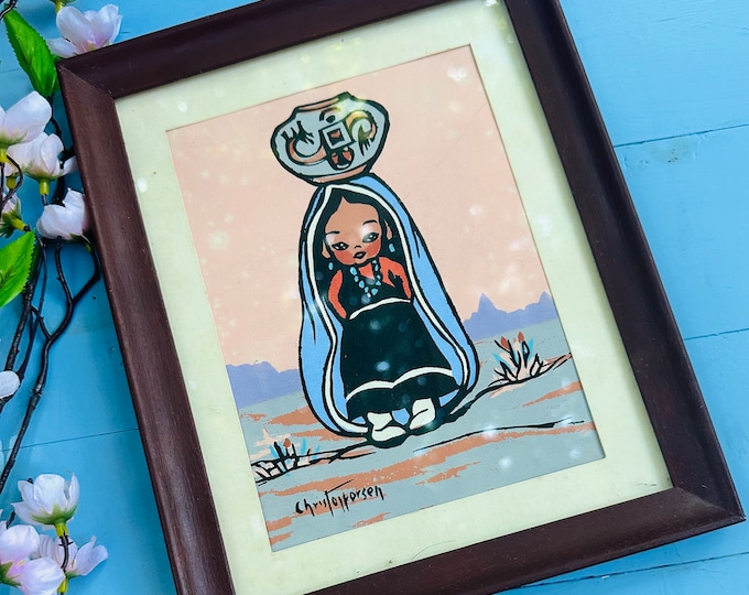 Vintage Gerda Christoffersen "Oodees" Serigraph on paper, Native American print, Native American decor, Native American painting