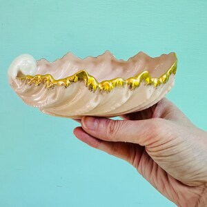 Vintage Lenox Shell Trinket Dish Pink Gold Seashell Ring Dish Coastal Decor Vanity Dish Made in USA