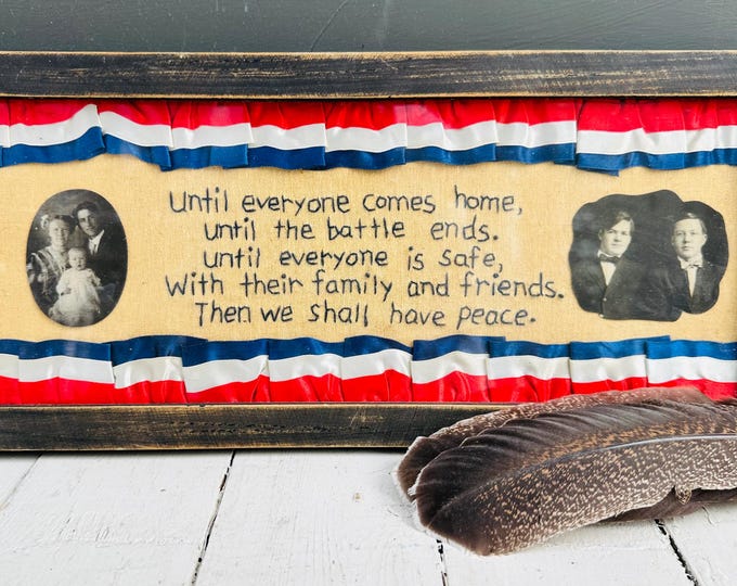 Vintage Patriotic Wall Hanging War Commemorative Display Folk Art Handmade War Memorabilia
