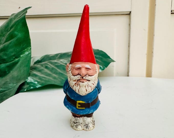 Vintage 1980s Rare Unieboek gnome figurine, David the Gnome collectible hard plastic
