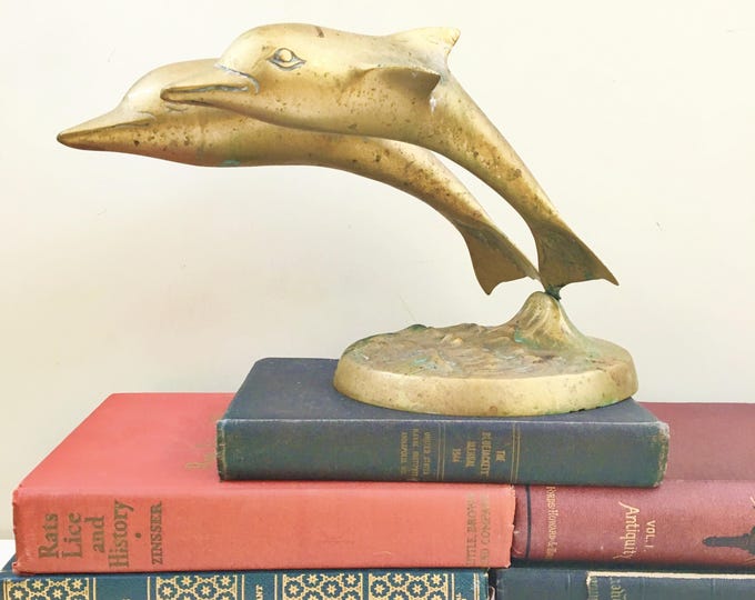 Vintage Brass Dolphins, Dolphin Statue, Vintage Brass Animals, Boho Chic Home Decor, Nautical Home Decor, Beach Decor