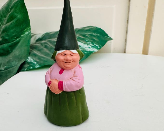 Vintage 1980s Rare Unieboek gnome figurine, collectible hard plastic "David the Gnome's Wife" Lisa