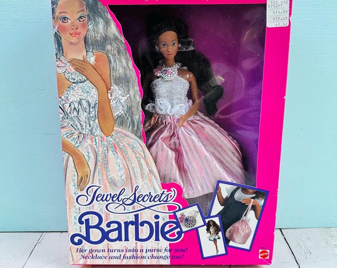 Vintage 1986 Jewel Secrets Barbie #1756 African American Black Barbie NRFB Mattel Vintage 80s Doll New in Box Original Storybook