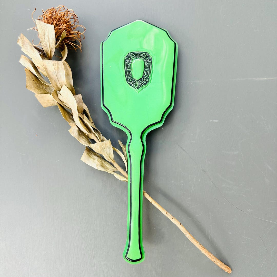 Vintage Art Deco Green Bakelite Hand Mirror With Embossed Greek Design ...