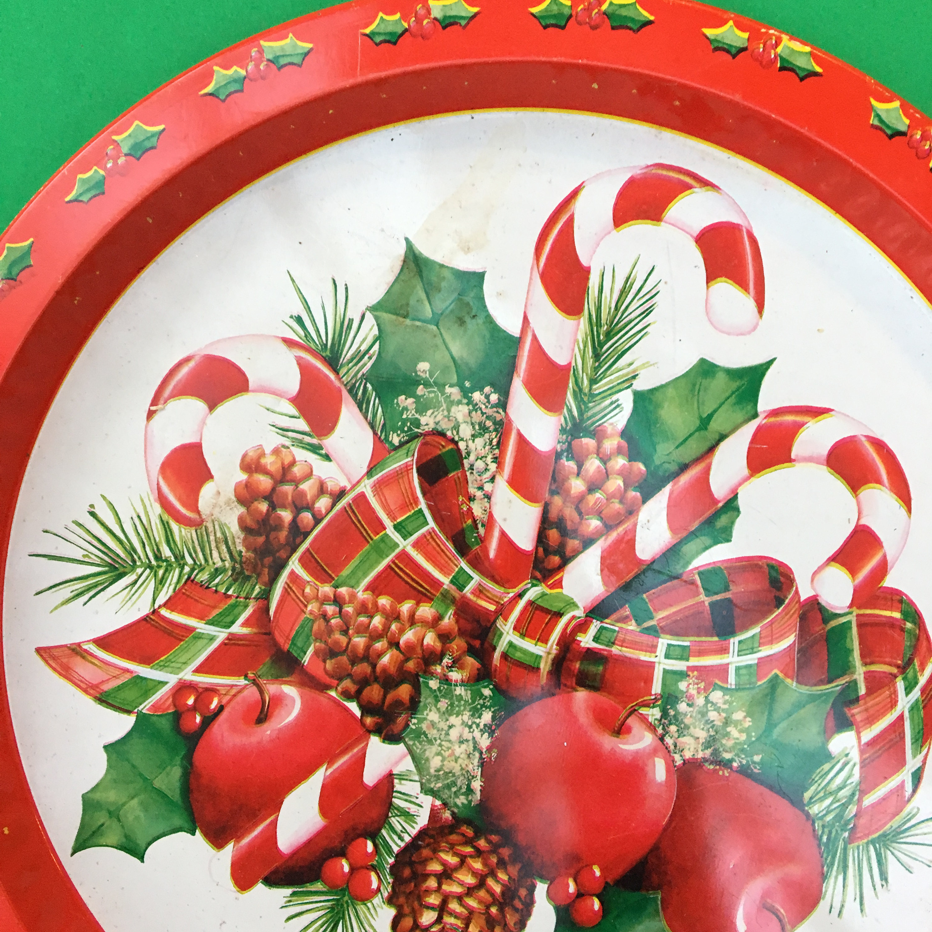 Vintage Christmas Tin Trays, Set of Three, Tin Christmas Tray