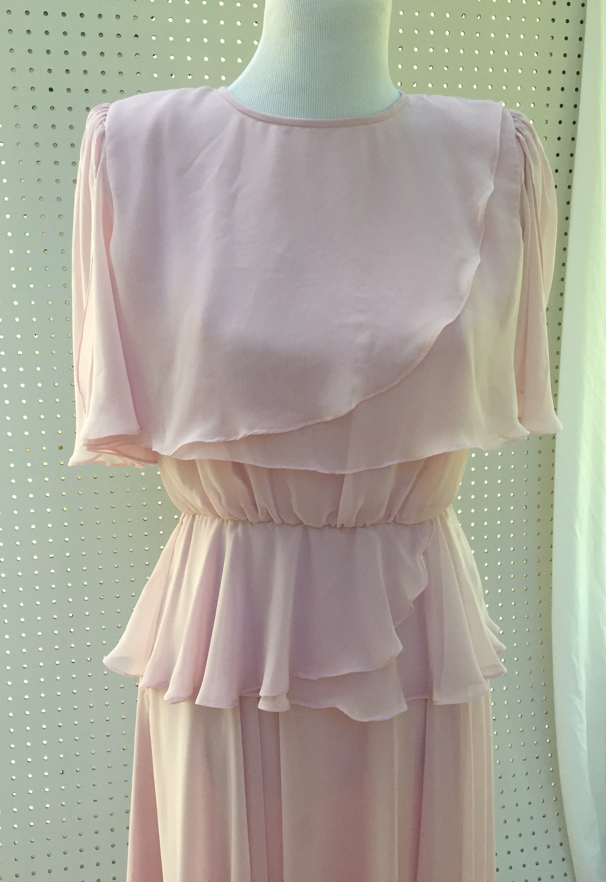 Vintage 1980s Miss Elliette Dress, Women's Size 6, Vintage Chiffon