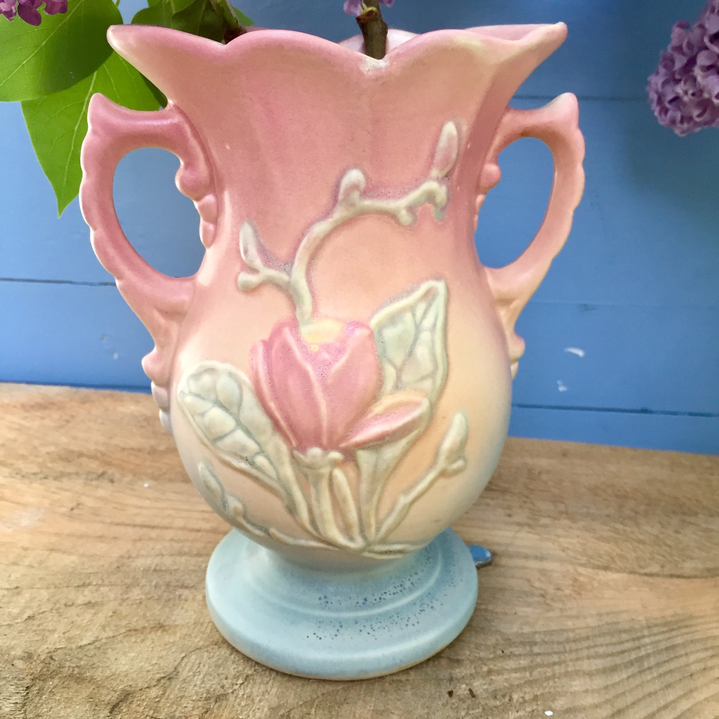 Vintage Hull Magnolia Vases, Pair of Hull Vases, Vintage Pottery Vases