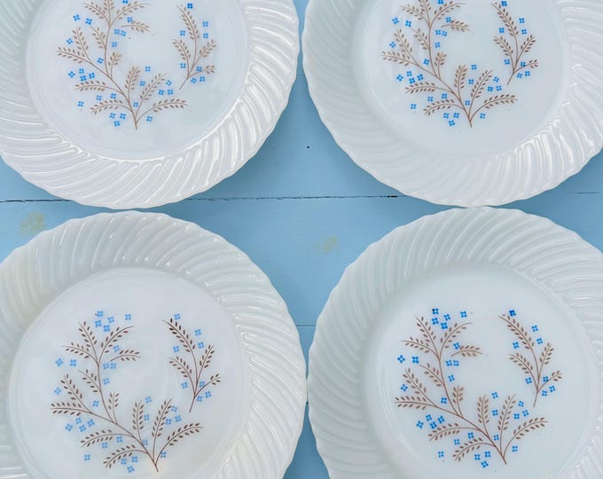 Vintage 1970s Termocrisa Blue Floral Dinner Plates set of four
