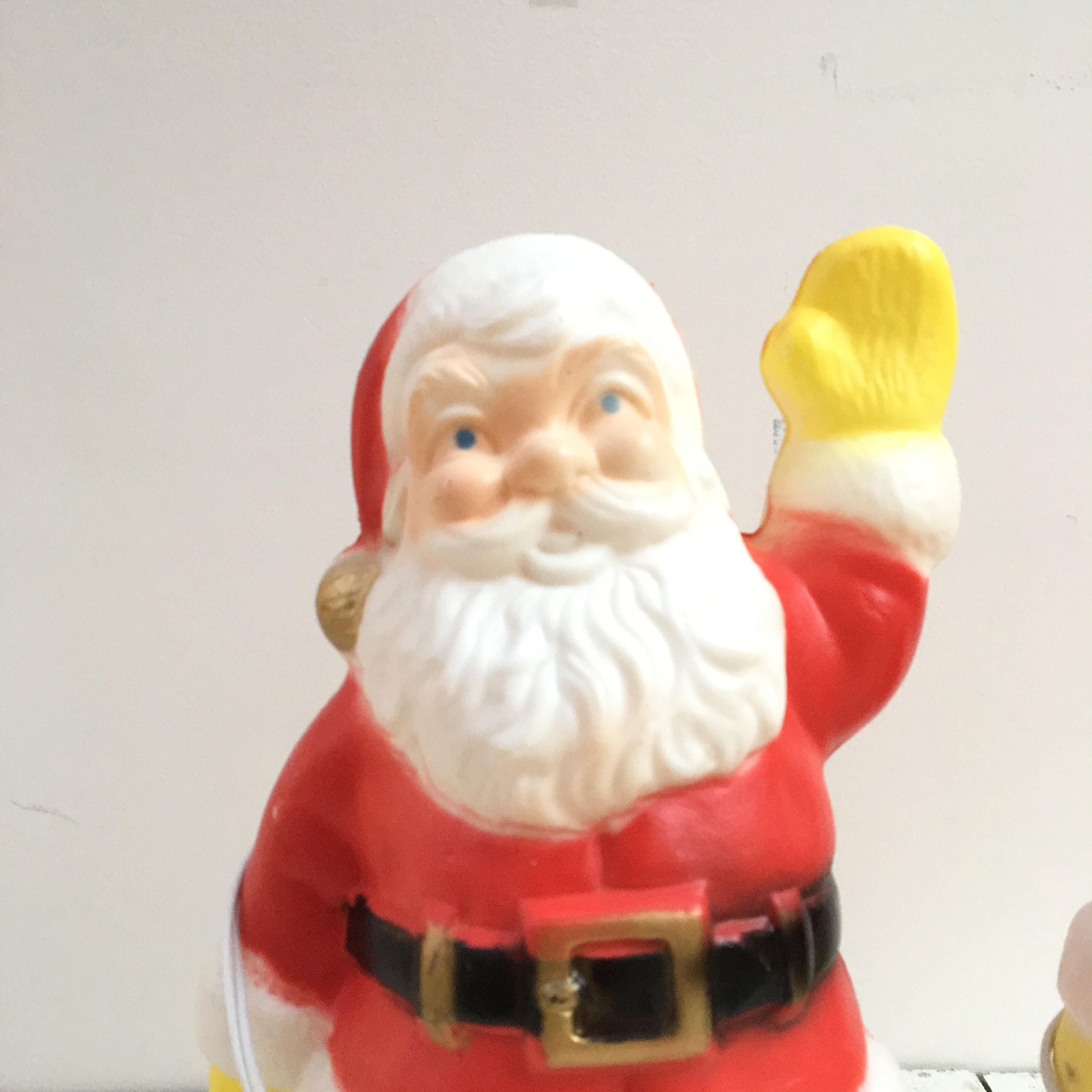 Vintage Santa Blow Mold, Set of Two, Vintage Christmas Decor, Kitschy Christmas Decoration