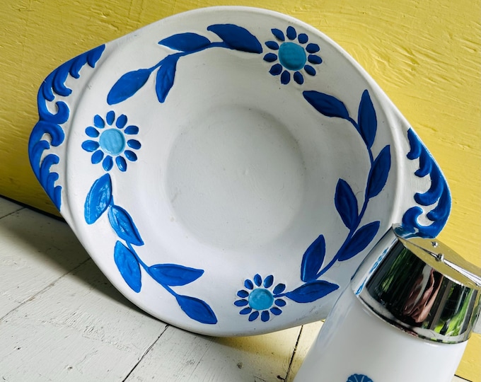 Vintage Handmade Artisan Ceramic Platter, Vintage Small Platter, Vintage Danish Style Platter, Vintage Ceramic Platter, Floral Platter
