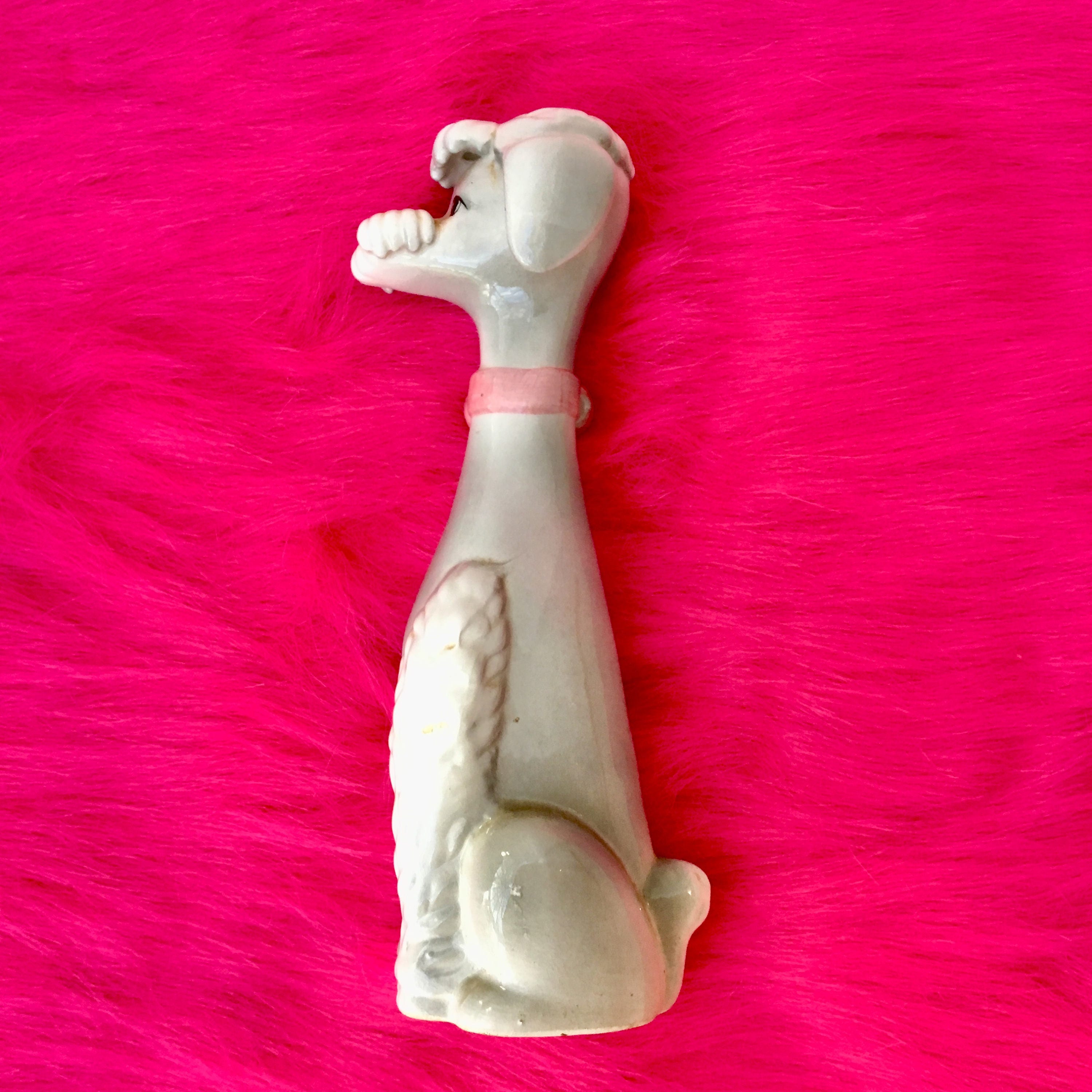 Vintage Poodle Figurine, Large Long Necked Poodle Figurine, Vintage