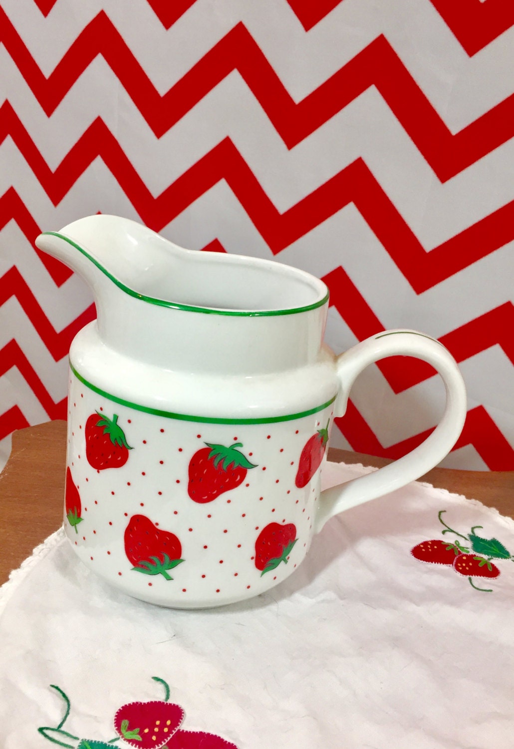 Vintage 1960s Strawberry Pitcher, Rosenthal Netter Japan Strawberry
