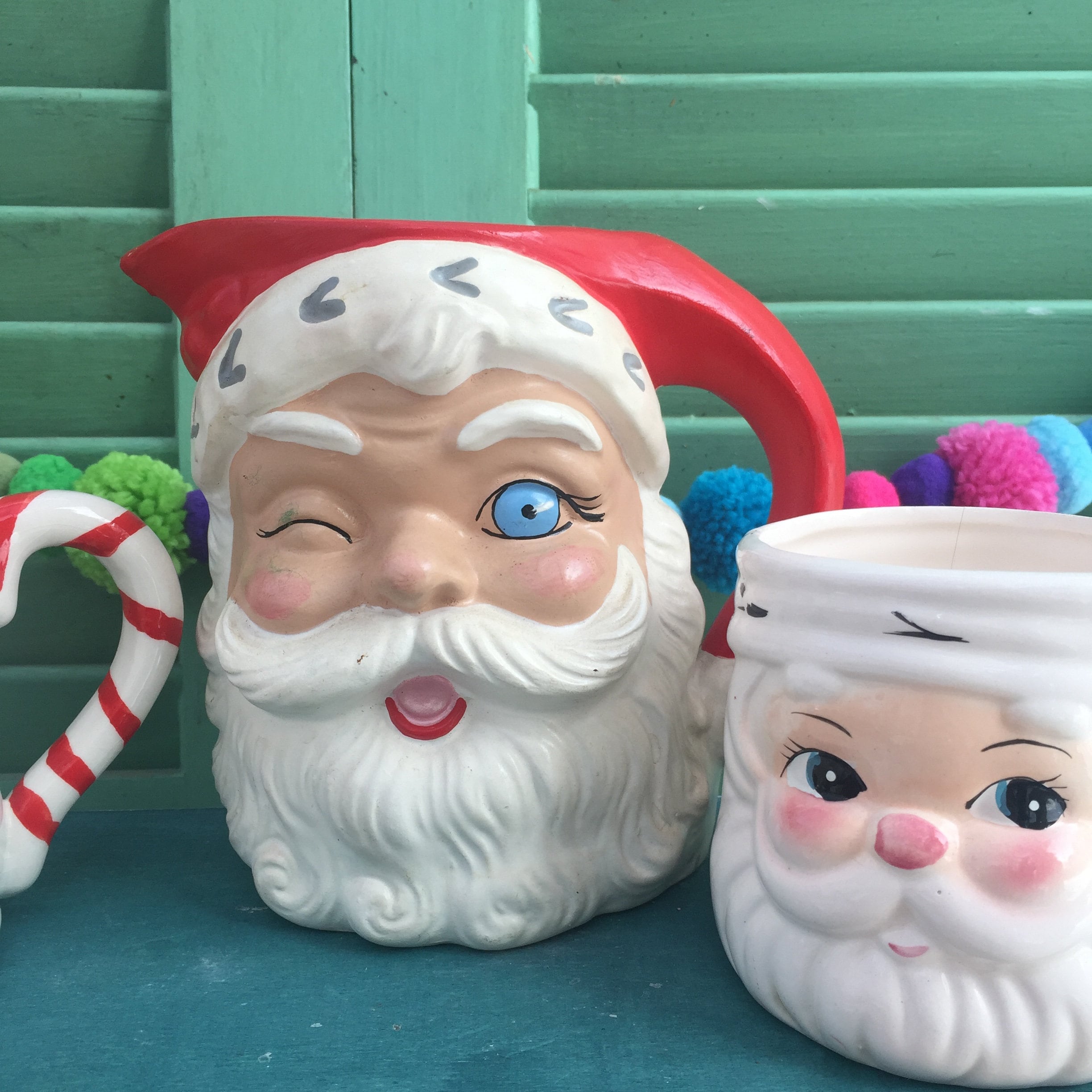 Vintage Santa Mug Collection, Set of Six, Vintage Santa Decor, Kitschy