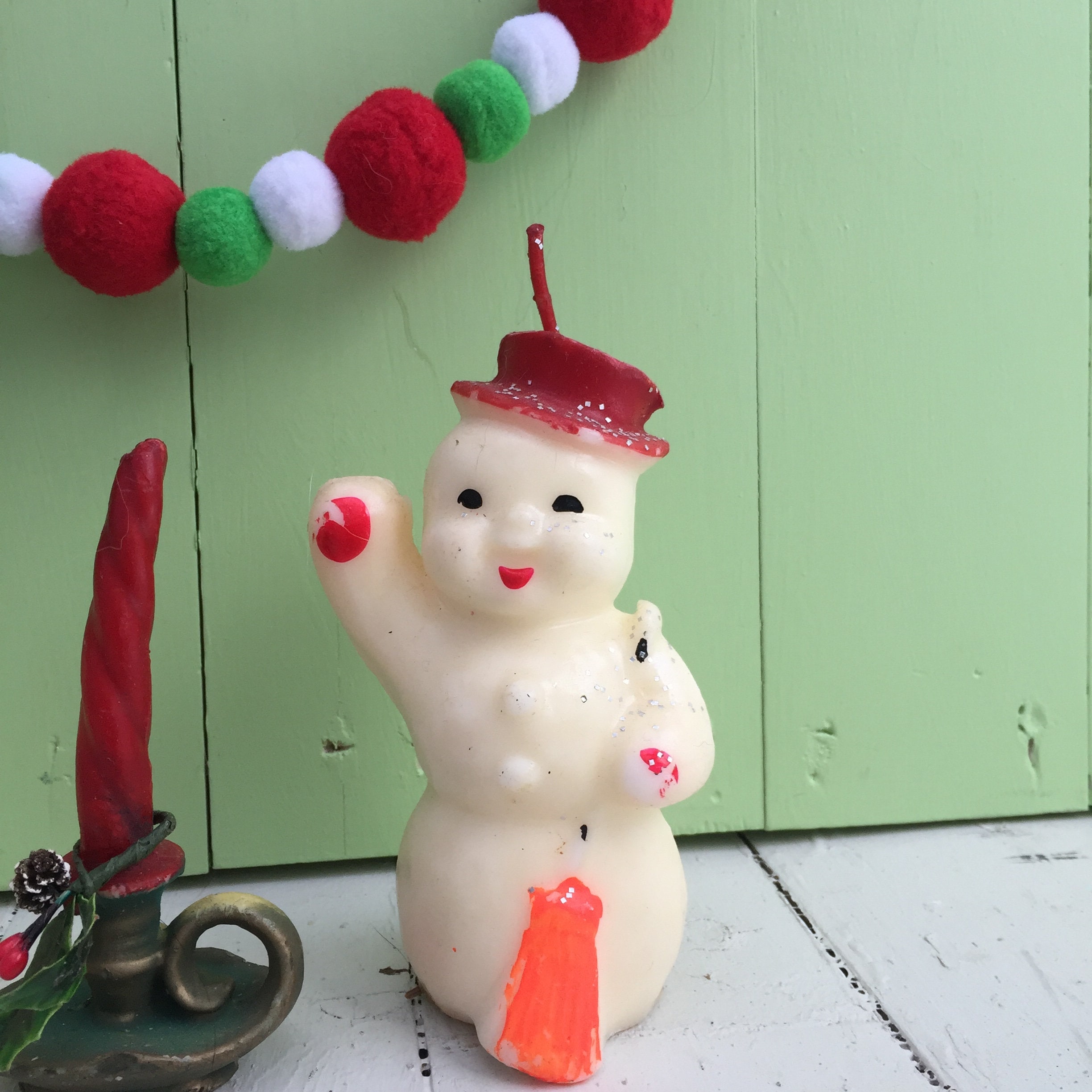 Vintage Gurley Snowman Candles, Vintage Snowman Candles, Vintage Gurley Christmas Candles