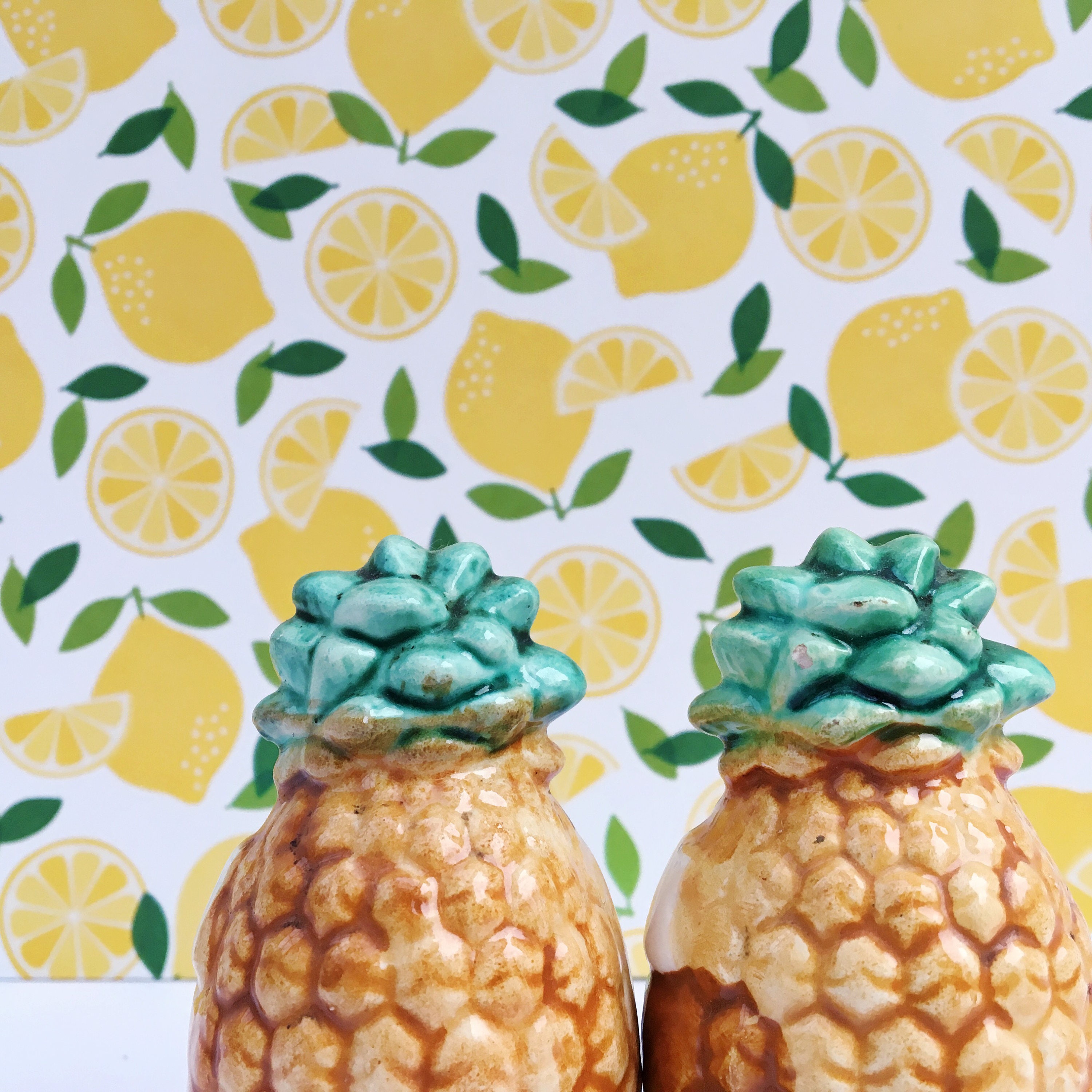 Vintage Pineapple Salt and Pepper Shakers, Vintage Pineapple Decor