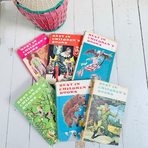 Vintage 1950s Set of Six &quot;Best in Children&#39;s Book&quot; collection, 50s Children&#39;s storybook series, Vintage Book Collection, Vintage Kids Books