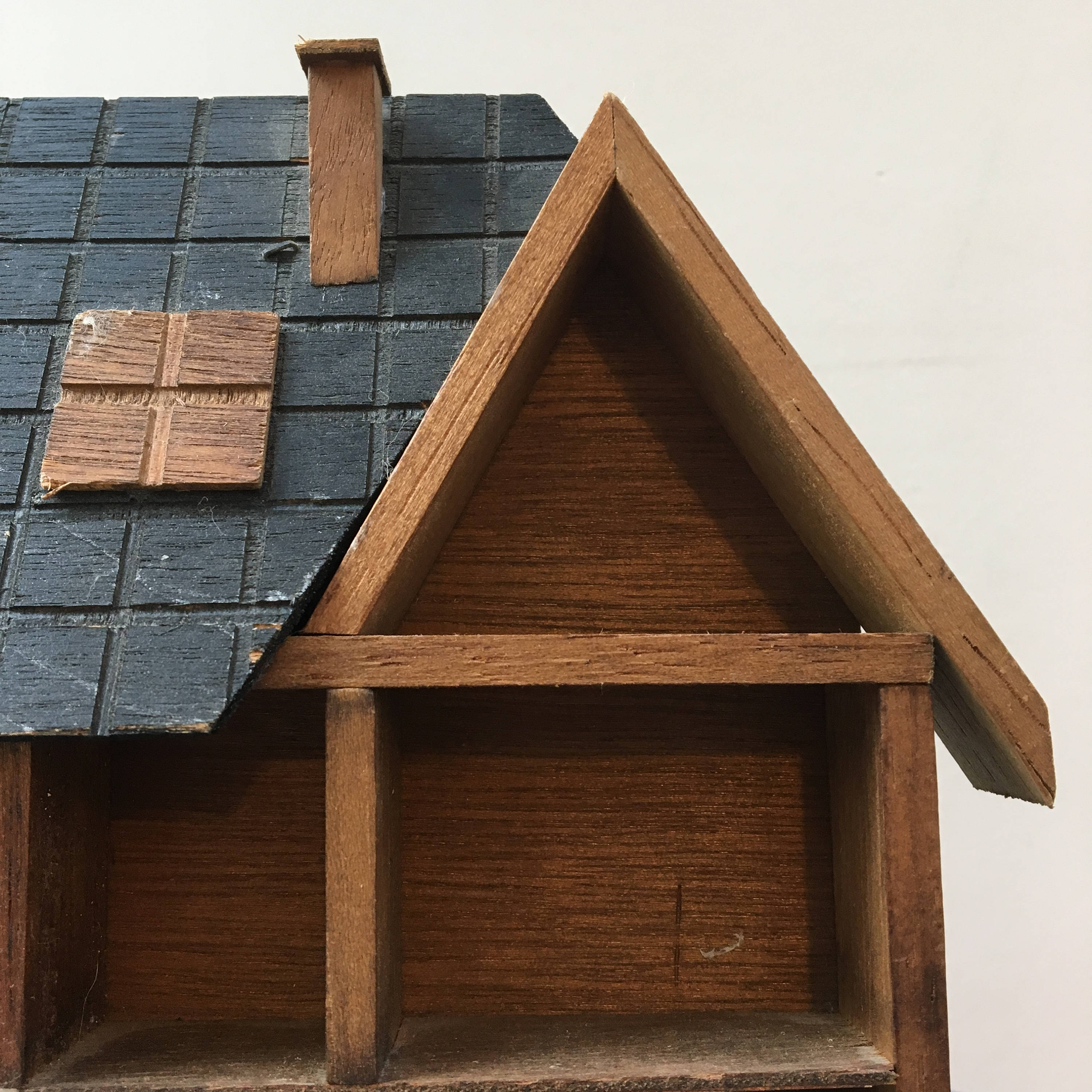 Vintage Wooden House Shelf, Mini Compartment Shelf, Wooden ...