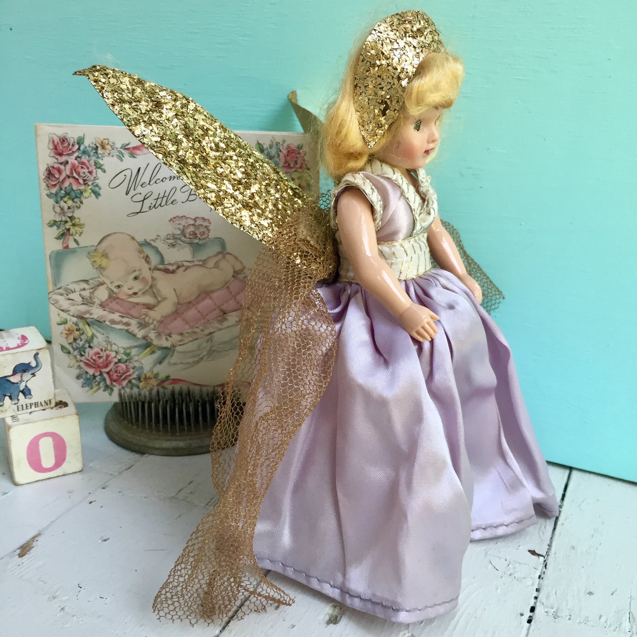 Vintage 1940s Celluloid Fairy Doll, 1940s Celluloid Doll, 1940s