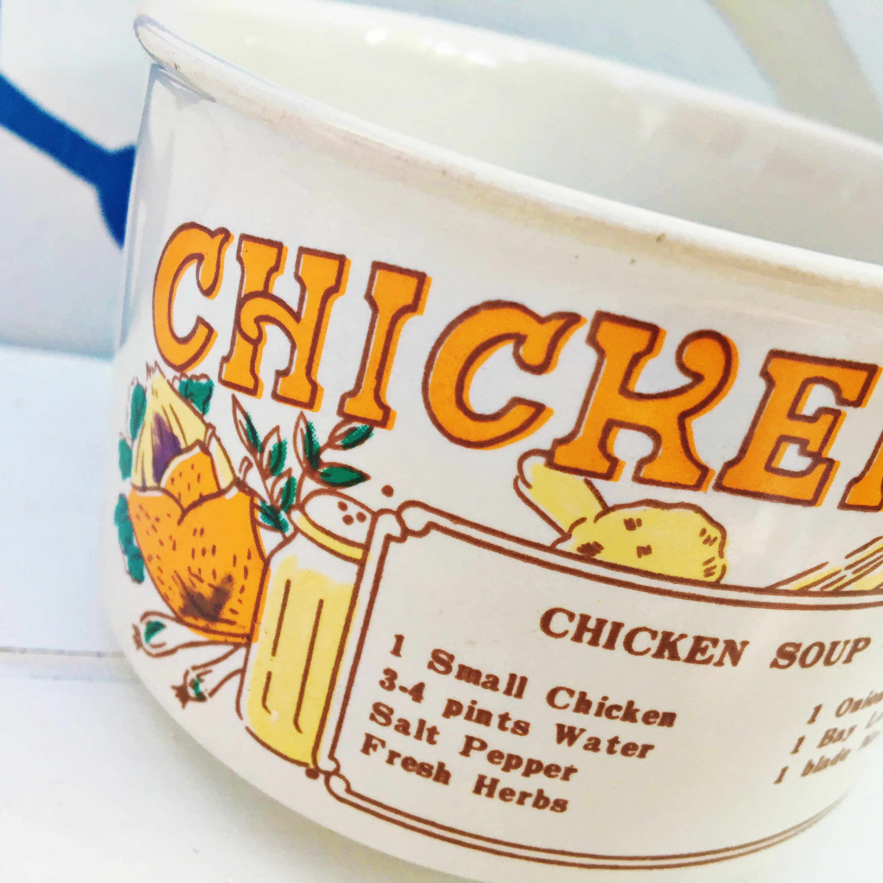 Vintage Chicken Soup Mug, Vintage Soup Recipe Mug, Vintage Soup Bowl