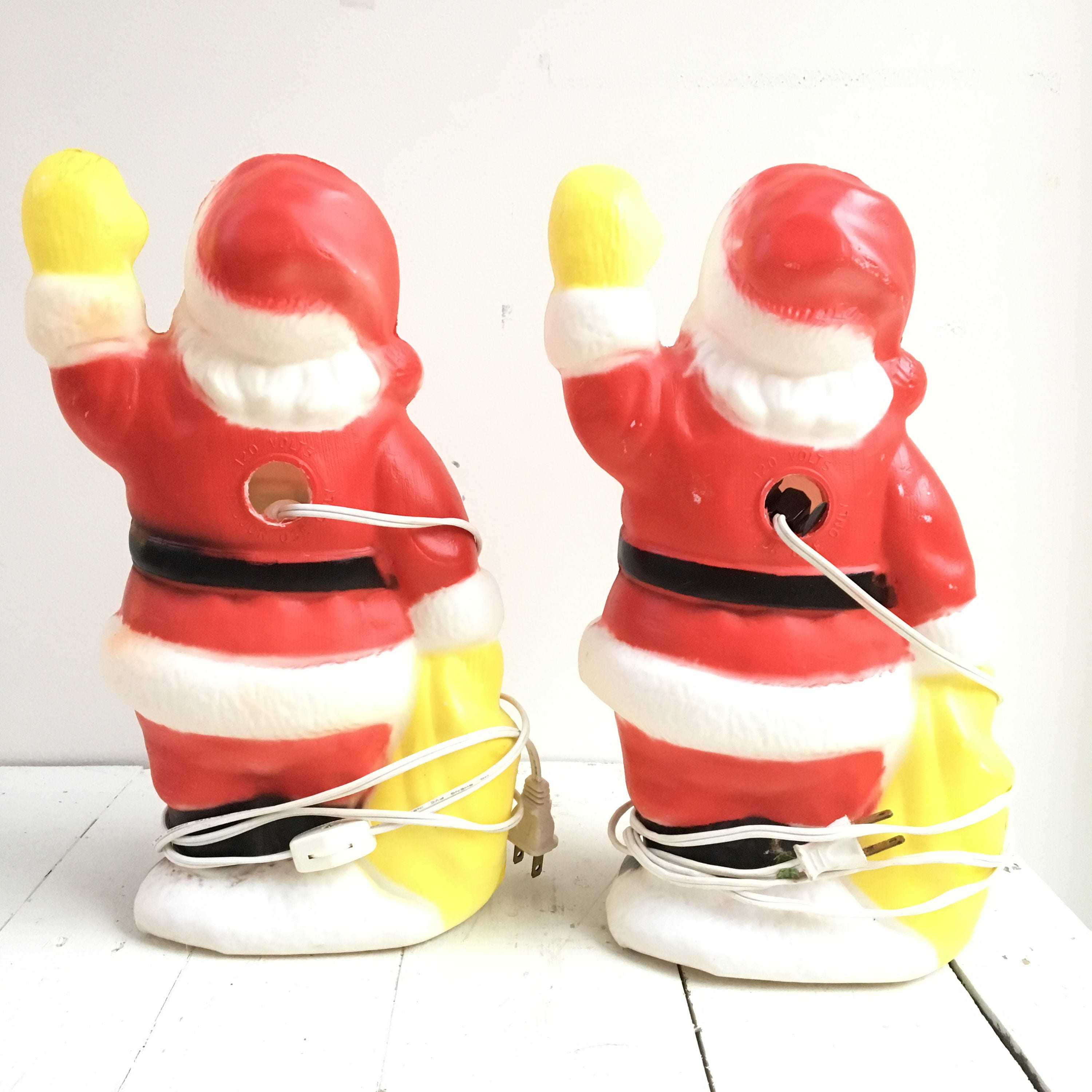 Vintage Santa Blow Mold, Set of Two, Vintage Christmas Decor, Kitschy Christmas Decoration