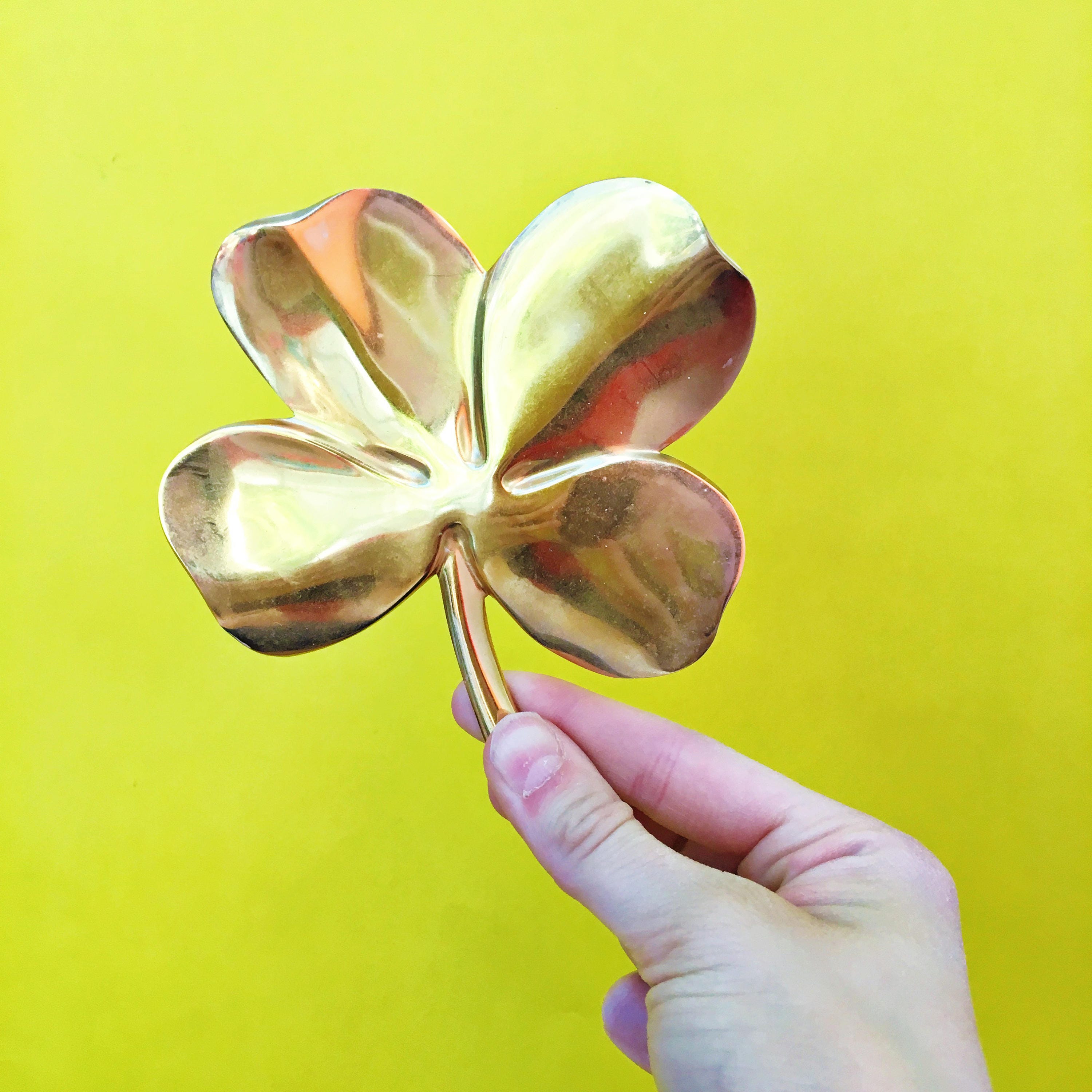 Vintage Brass Four Leaf Clover Paperweight, Vintage Boho Chic Decor, Vintage Girlfriend Gift