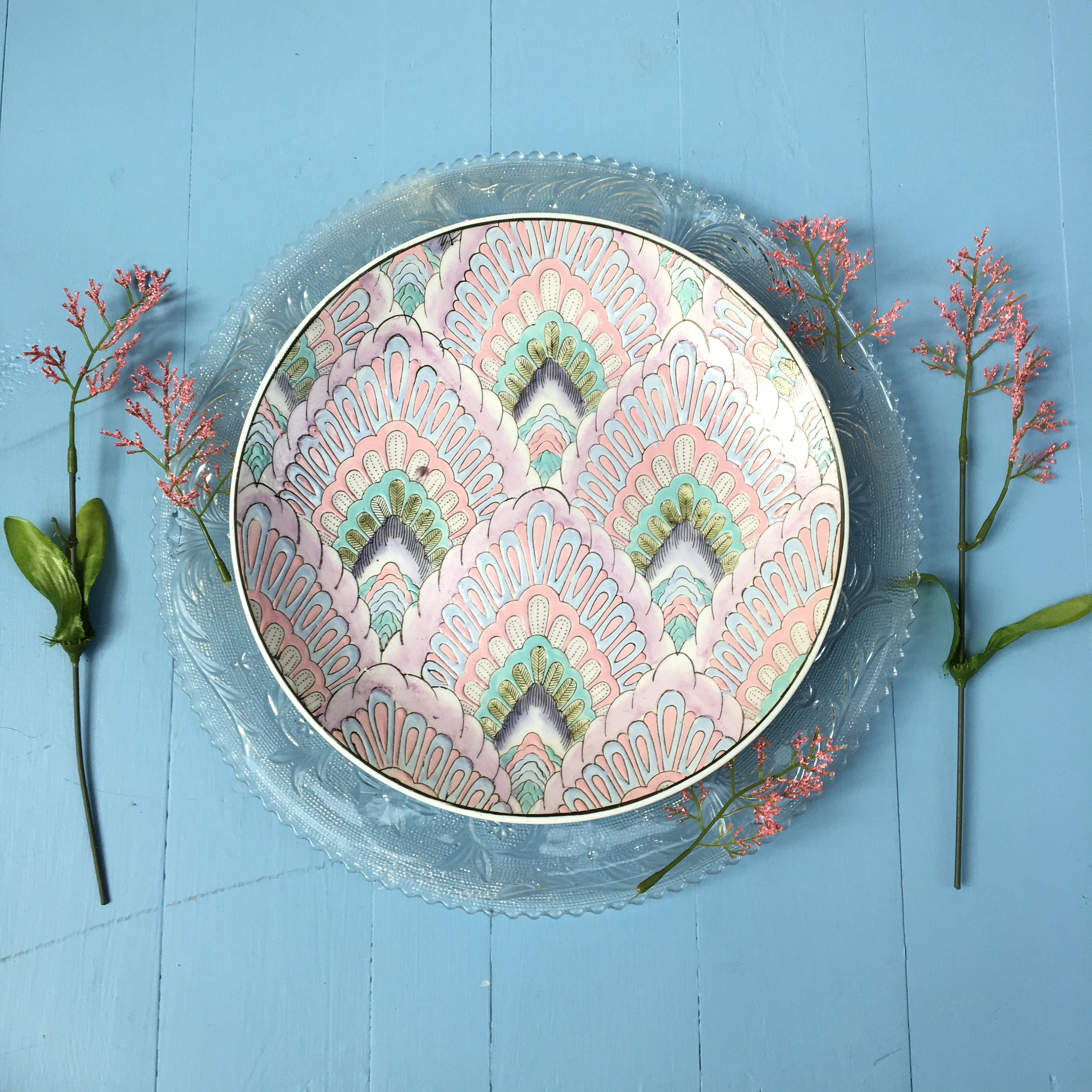 Vintage Art Deco Style Plate, Art Deco Decorative Plate, Chinese