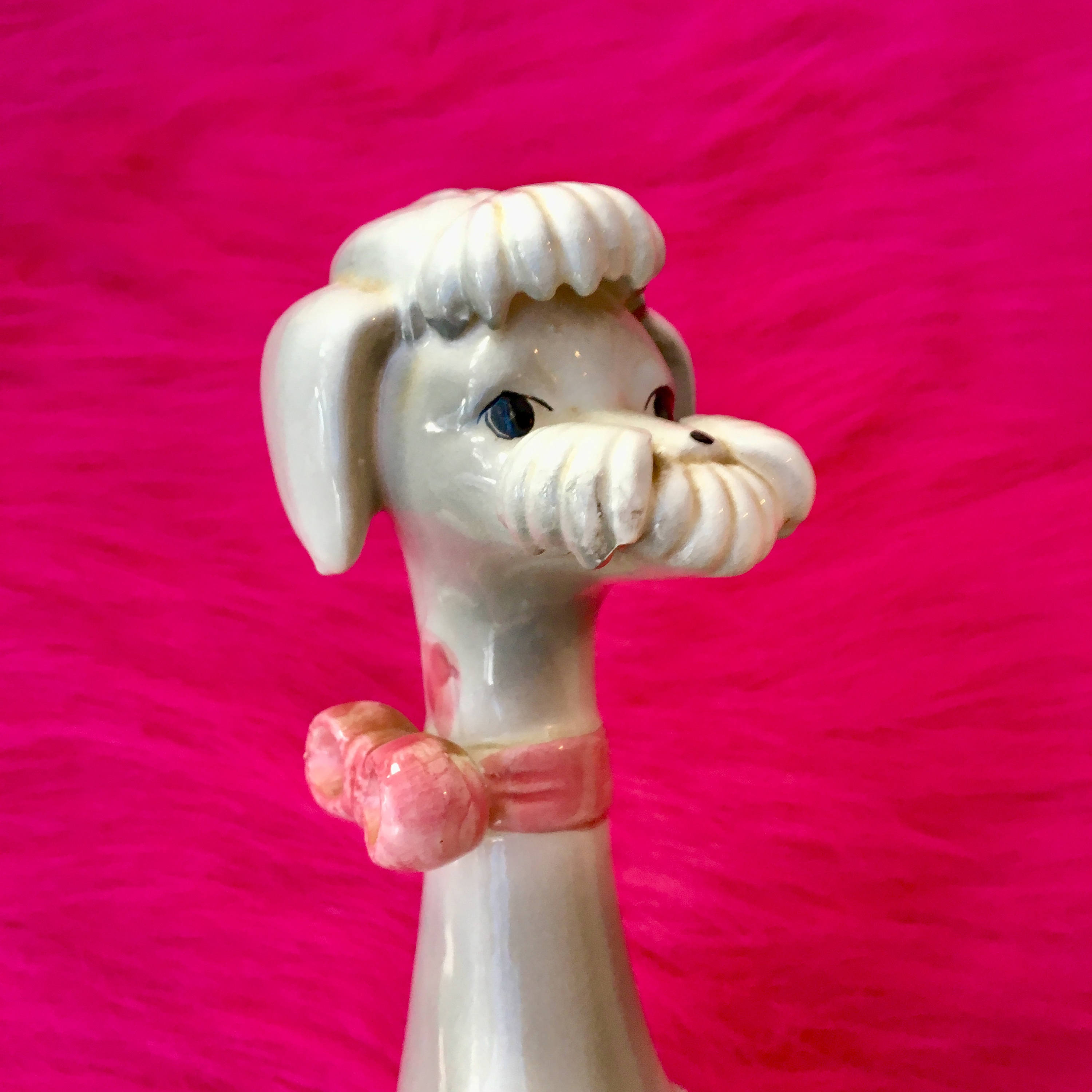 Vintage Poodle Figurine, Large Long Necked Poodle Figurine, Vintage