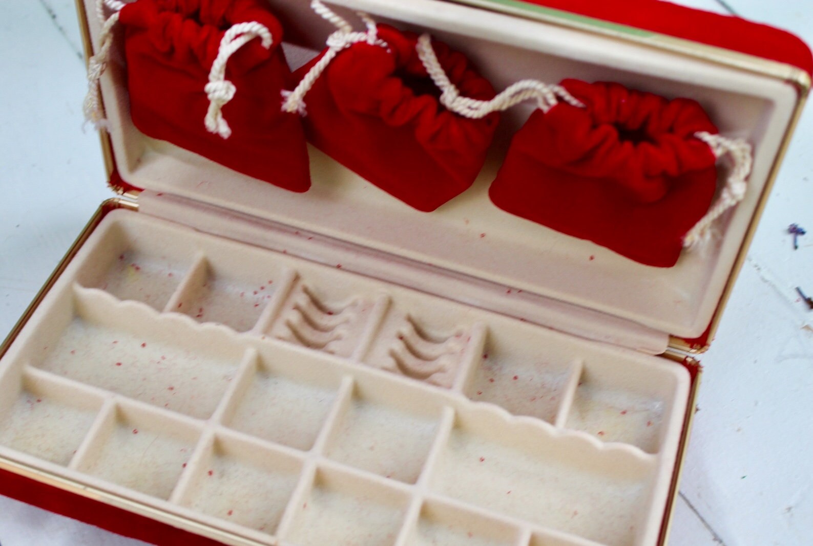 Vintage Velvet Jewelry Case, Vintage Velvet Jewelry Box, Mid Century