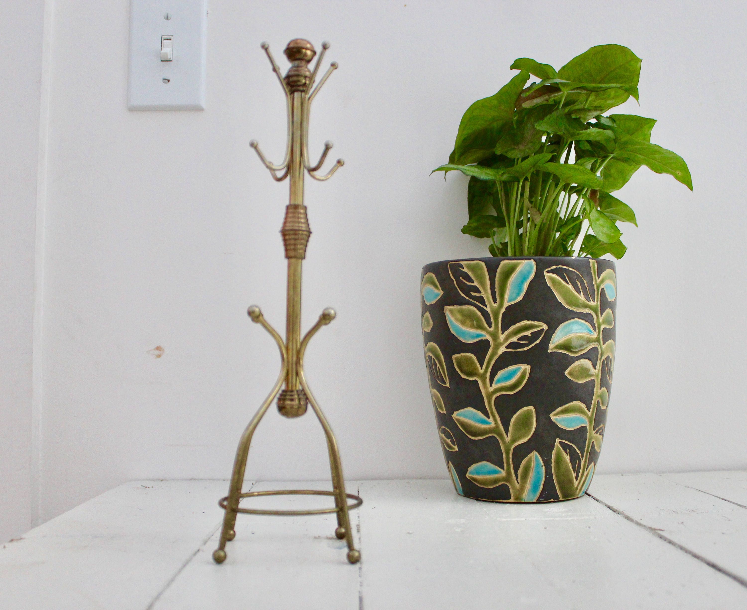 Vintage Brass and Copper Miniature Coat Rack Jewelry Tree