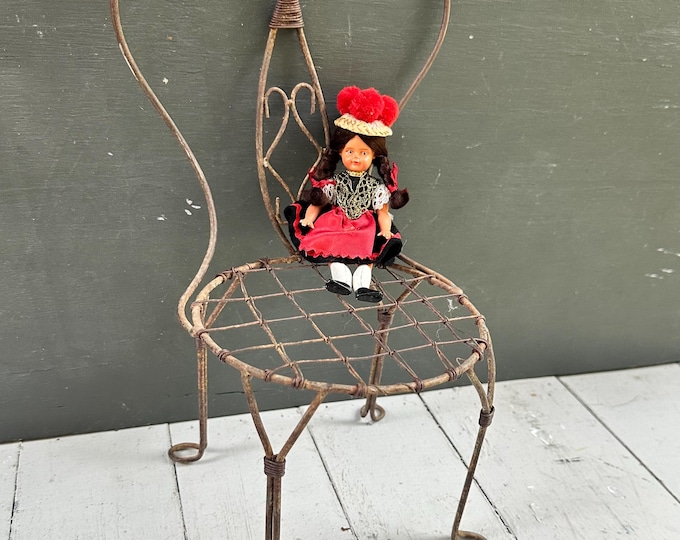 Rare Antique Doll Chair Twisted Wrought Iron Folk Art Ice Cream Parlor Chair Small Wire Form Chair Handmade Doll Chair Vintage Wire Art