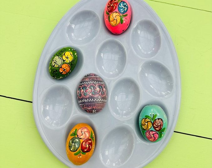 Vintage Ceramic Egg Tray, Easter Egg Display Tray, Egg Serving Plate