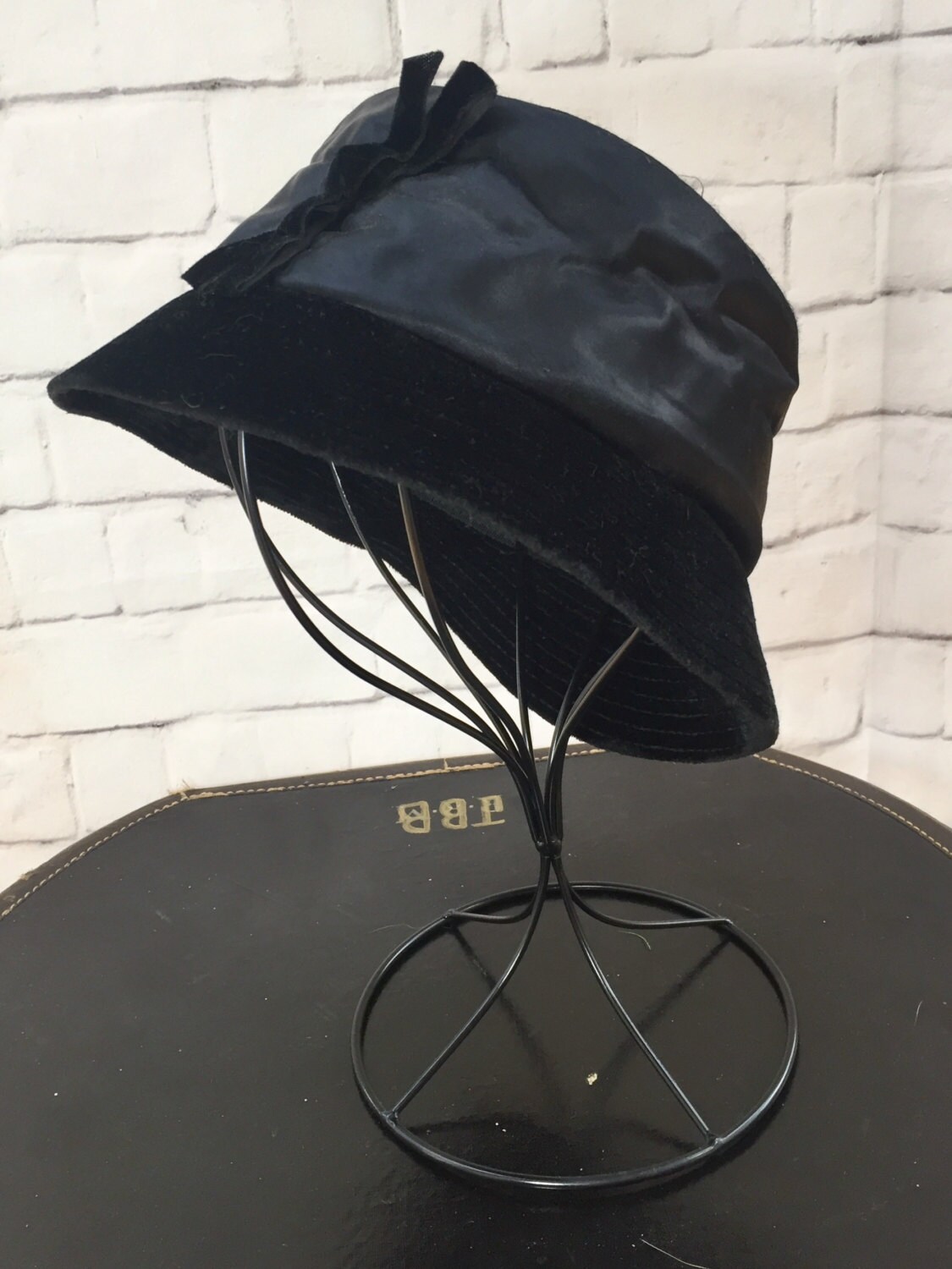 black velvet cloche hat