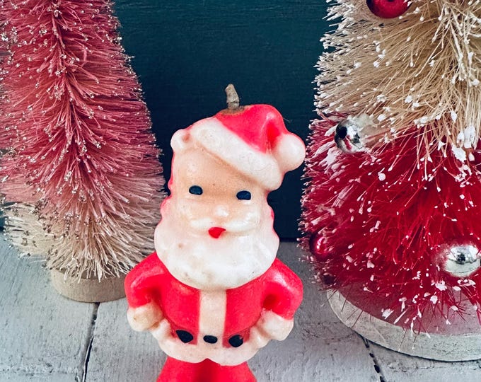 Vintage Gurley Santa Candle 1950s Novelty Christmas Candle Midcentury Santa Display Candle 3 inch Santa MCM Christmas Decor