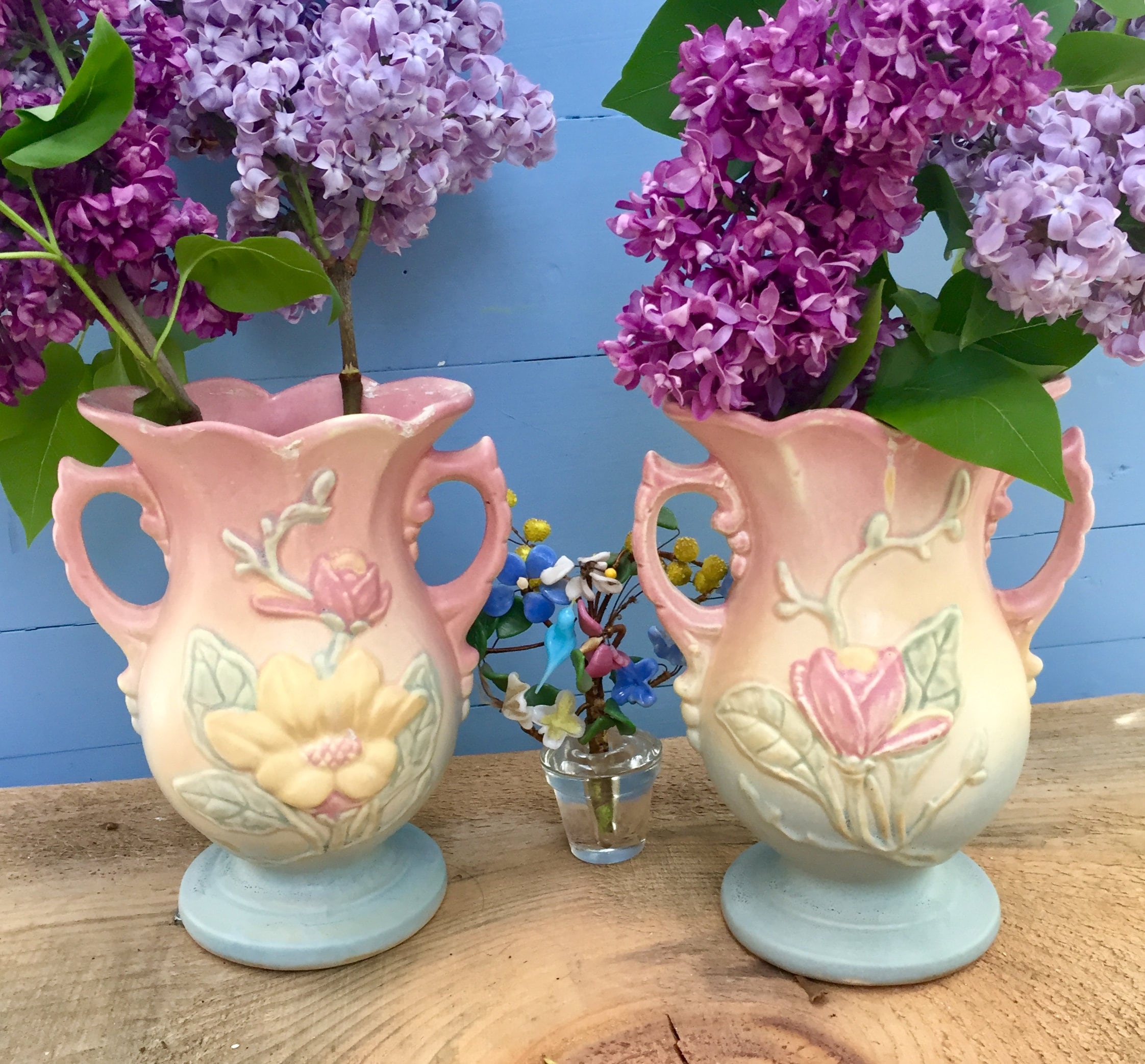 Vintage Hull Magnolia Vases, Pair of Hull Vases, Vintage Pottery Vases