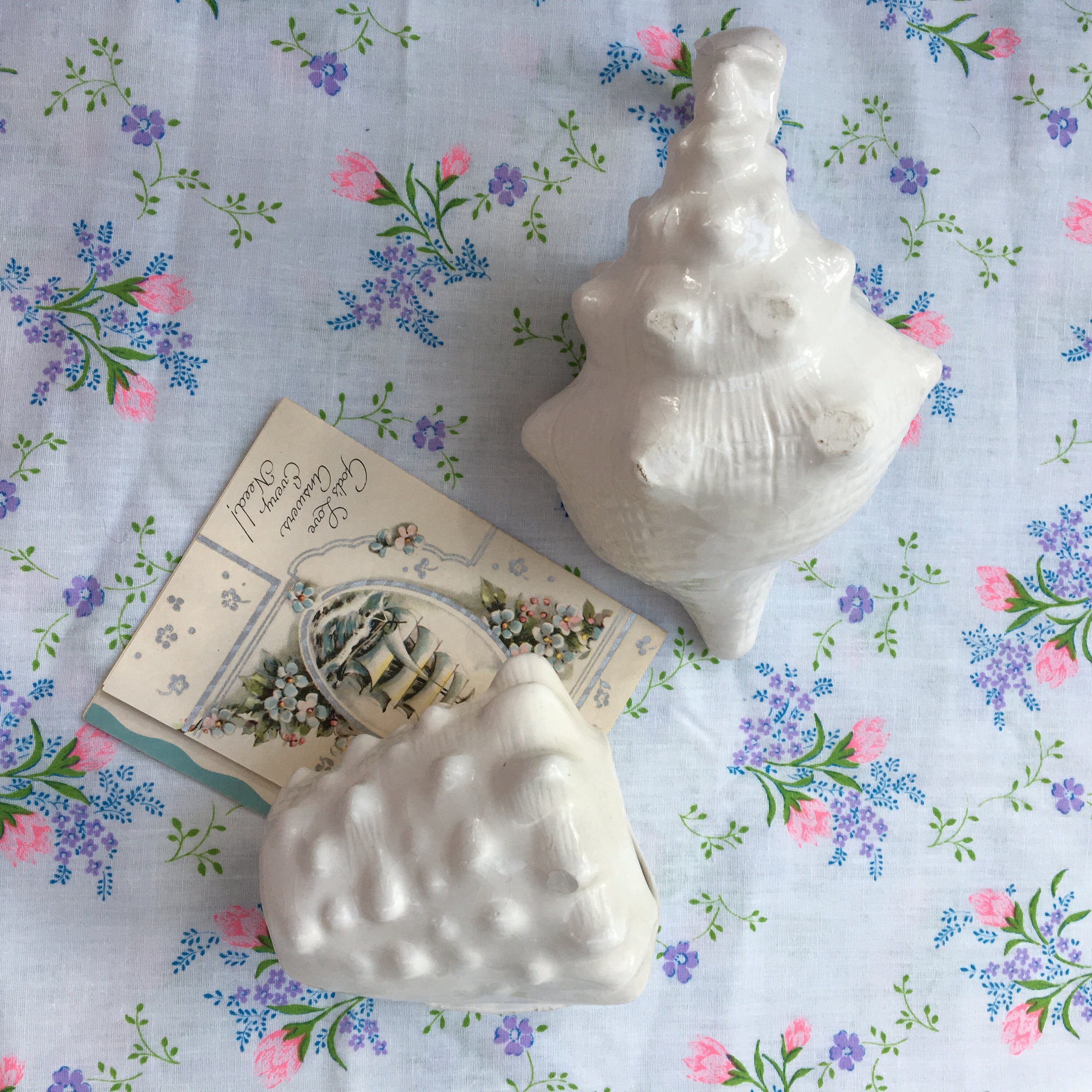 Vintage Ceramic Seashell Sugar and Creamer Set, Vintage Nautical Decor